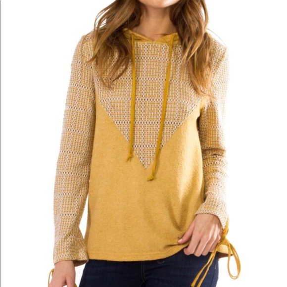 Anthropologie Tops - Anthro Anama Mustard Tie Sleeve Hoodie